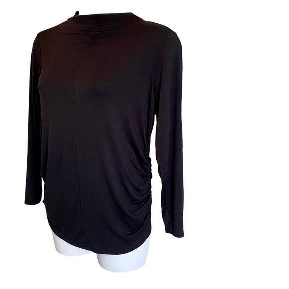 Skinnygirl Marisol Black Long Sleeve Stretch Jersey Knit Shirred Top Size 1X NEW - Picture 4 of 11